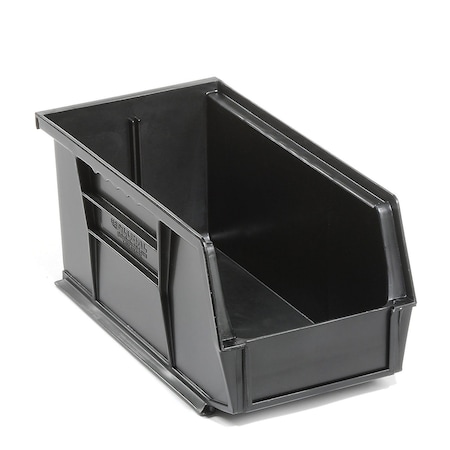 Global Industrial Hang & Stack Storage Bin, Plastic, Black, 5 in H 269682BK